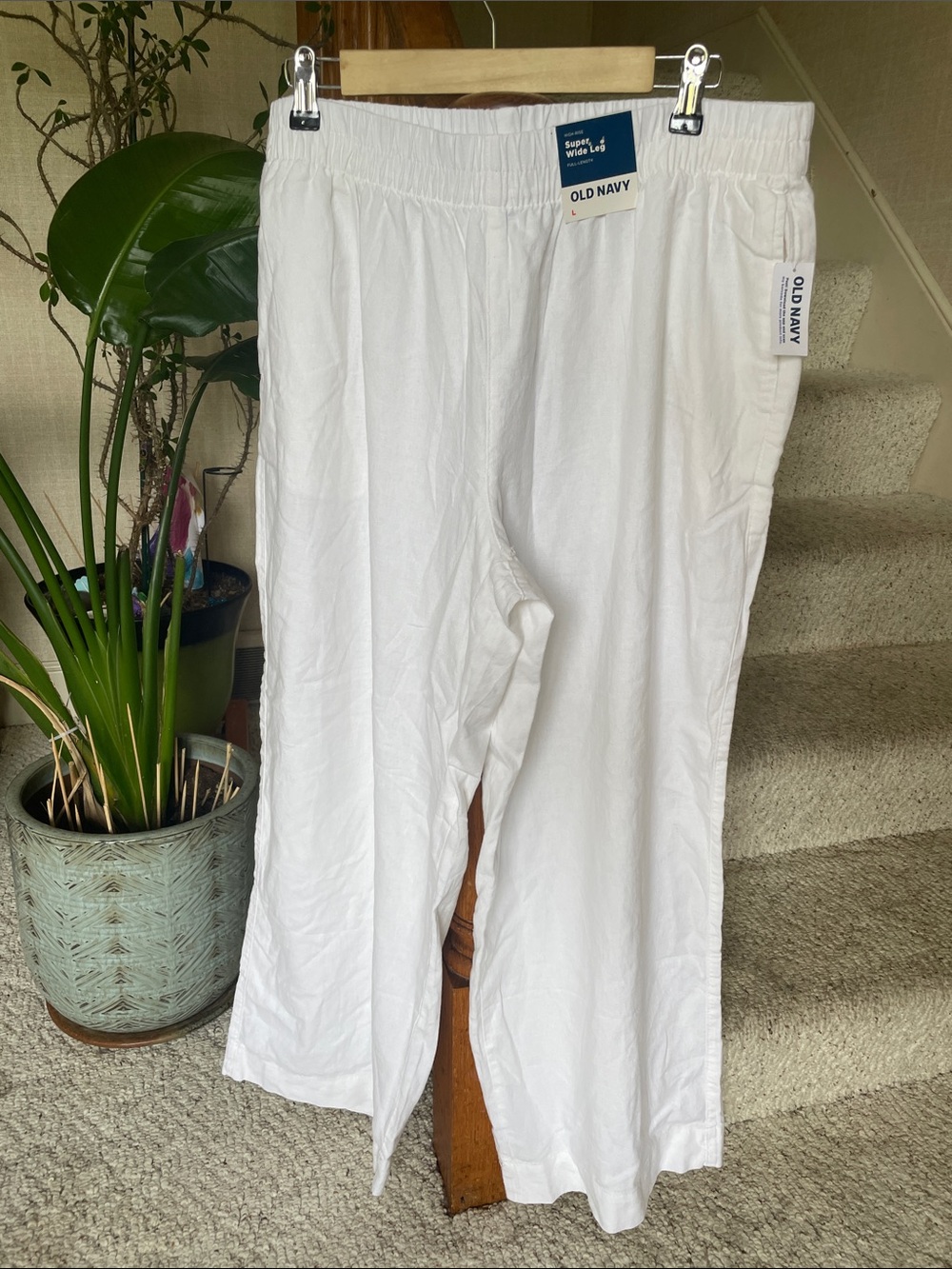 NWT Old Navy Super Wide-Leg Linen Beach Pants with Elastic Waist